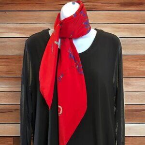 CHANEL Coco Mademoiselle AUTHENTICATED Vintage 100% Silk Classic Red Scarf